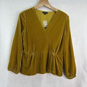 J. Crew Factory Velvet Wrap Blouse in Mustard